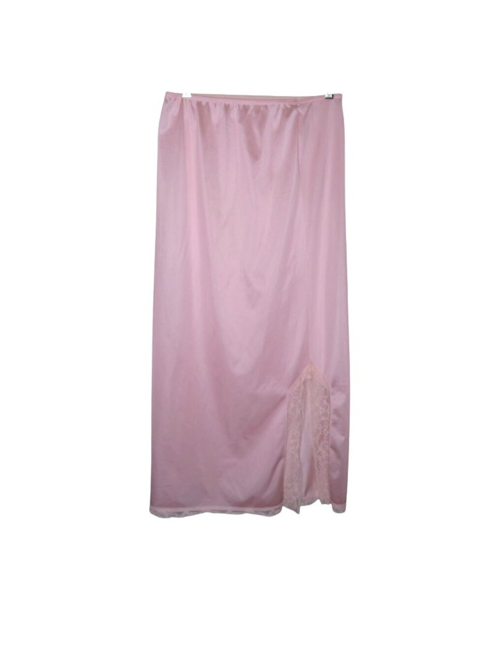 Vintage Pink Long Half Slip Lace Trim Side Detail Womens Lingerie Undergarment
